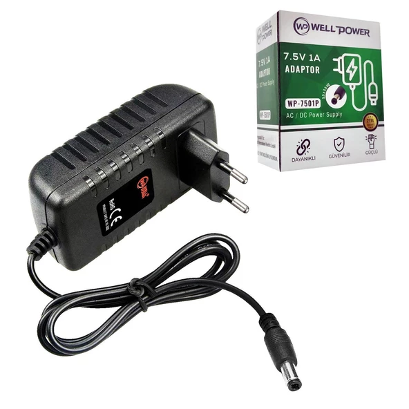 WELLPOWER WP-7501P Adaptör 7.5 Volt 1 Amper 5.5x2.5mm ürün görseli 1