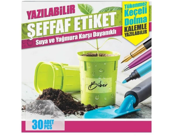 Suya Dayanıklı, Yazılabilen Şeffaf Etiket 8x5cm-30 Ad ürün görseli 1