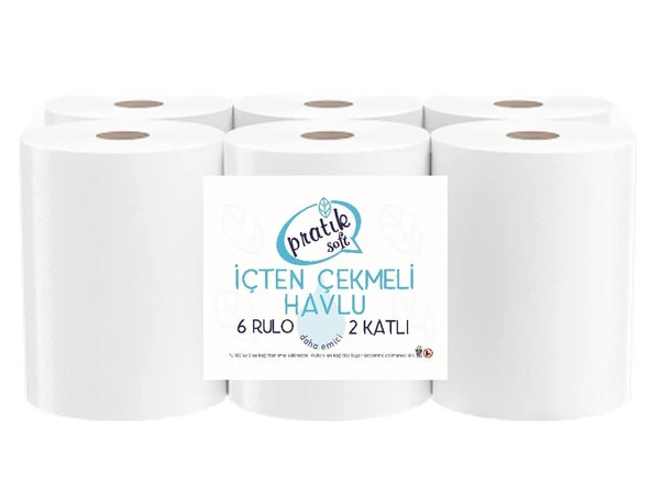 Pratiksoft İçten Çekmeli Kağıt Havlu 6 Rulo ürün görseli 1