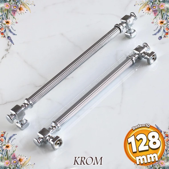 Talas Krom Çizgili Metal Kulp Kulpu 128 mm Mobilya Çekmece Mutfak Dolabı Dolap Kulpları Kulbu ürün görseli 1