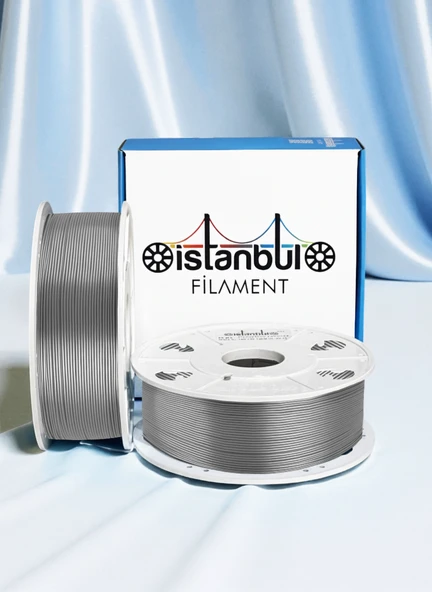 İstanbul Filament 3D Baskı Pla+ Filament Gümüş 1 kg  1,75MM  0,05 mm Bambu Lab Uyumlu ürün görseli 1