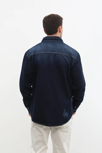 Erkek Oversize Jean Ceket - Resim 8