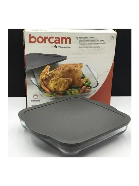 Paşabahçe 59024 Borcam Gri Kapaklı Fırın Tepsisi 28x28cm ürün görseli 1