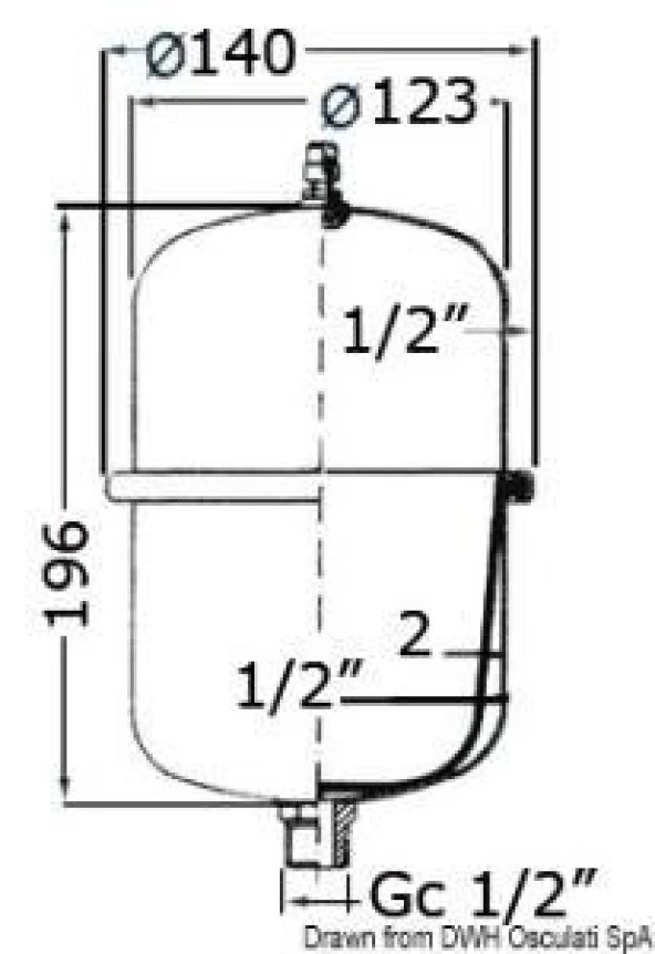 Osculati Krom Hidrofor Tankı 2lt - Resim 2