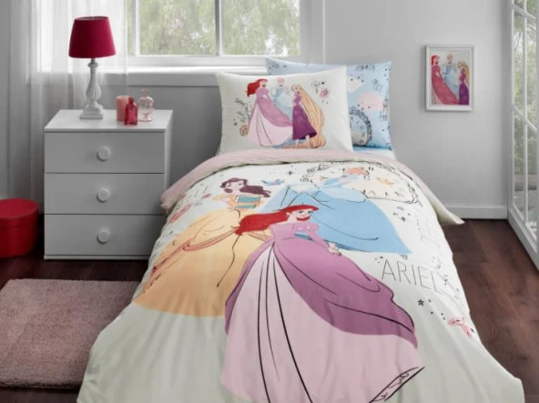 Özdilek Tek Kişilik Lisanslı Ranforce Kapitone Nevresim Takımı Princess Time Krem ürün görseli 1
