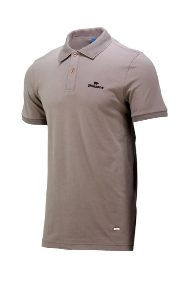 Erkek Polo Yaka Yumuşak Dokulu, Kol Bantlı Vizon T-Shirt ürün görseli 1