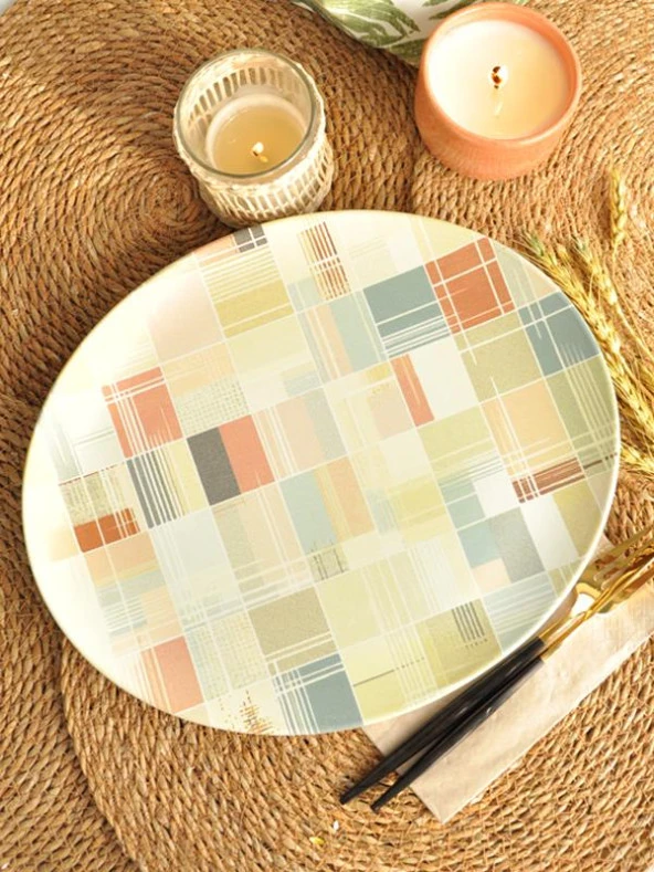 Dekor Dijital Mix Oval Servis Tabağı  27x32 cm ürün görseli 1