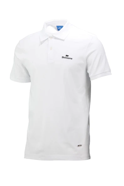 Erkek Polo Yaka Yumuşak Dokulu, Kol Bantlı Beyaz T-Shirt ürün görseli 1
