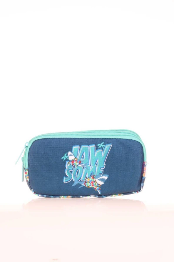 Kaukko Kids 3 Bölmeli Kalem Çantası Fast Shark Mavi L8167 ürün görseli 1