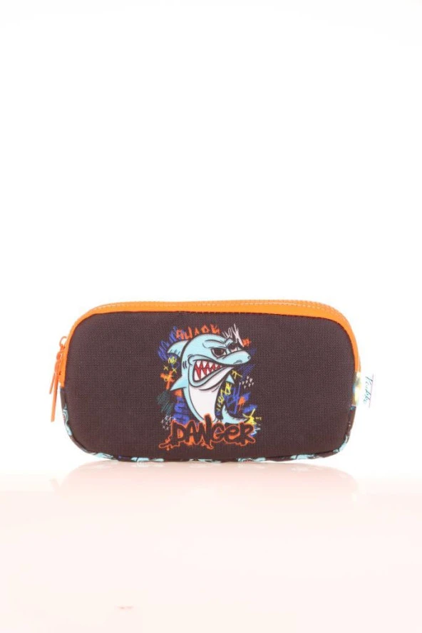 Kaukko Kids 3 Bölmeli Kalem Çantası Cube Shark Siyah L8175 ürün görseli 1