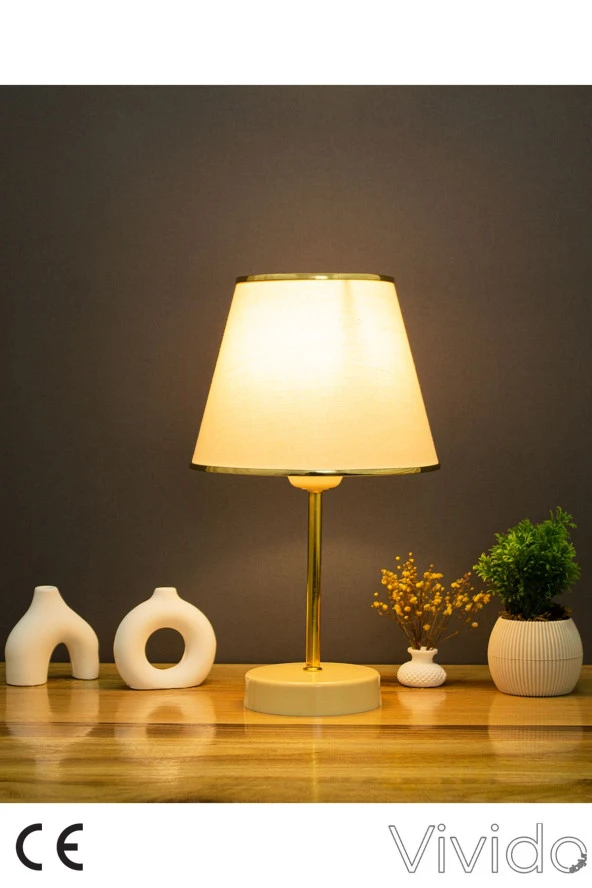 Vivido Abajur Krem Gold Safir Modern Abajur ürün görseli 1