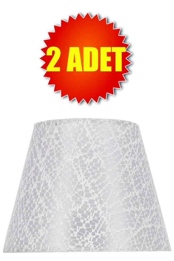 Vivido Abajur Dantelli Beyaz Modern Ikili Abajur Şapkası ürün görseli 1
