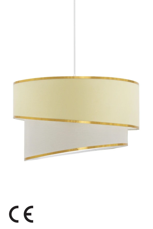 Vivido Abajur Krem Kumaş Gold Avize - Resim 2