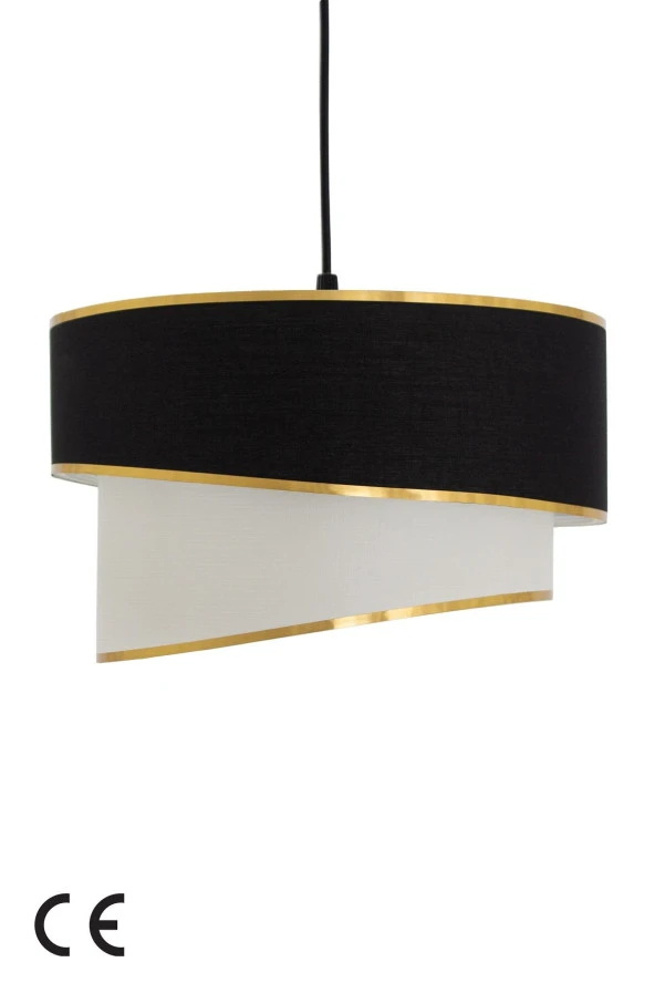 Vivido Abajur Siyah Kumaş Gold Avize - Resim 2