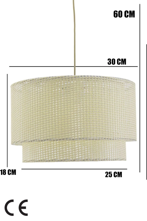 Vivido Abajur Wicker krem Hasır Sarkıt Avize - Resim 3