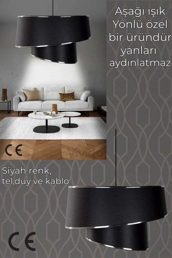 Vivido Abajur Siyah Orion Avize - Resim 3