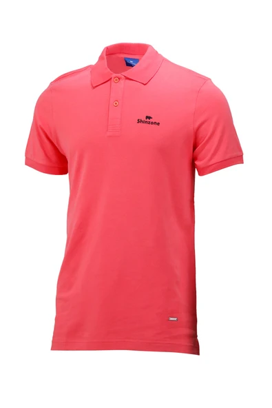 Erkek Polo Yaka Yumuşak Dokulu, Kol Bantlı Nar Çiçeği T-Shirt ürün görseli 1