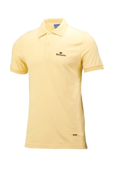 Erkek Polo Yaka Yumuşak Dokulu, Kol Bantlı Sarı T-Shirt ürün görseli 1