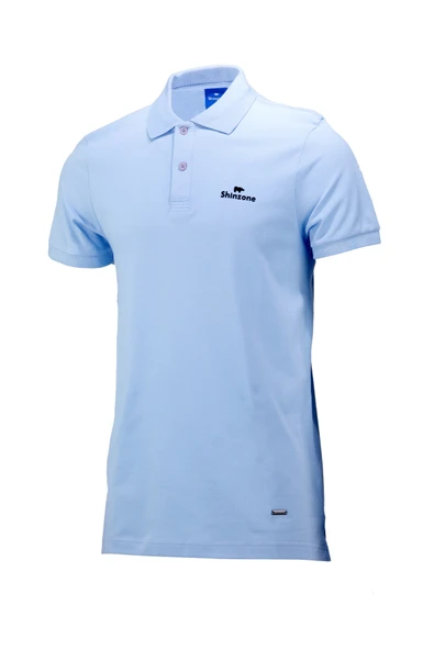 Erkek Polo Yaka Yumuşak Dokulu, Kol Bantlı Bebe Mavisi T-Shirt ürün görseli 1