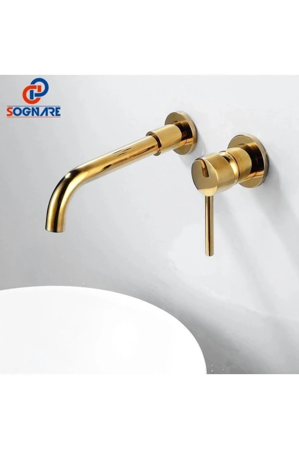 Banyo Lavabo Bataryası Ankastre Gold 2'li Set Yeni 5 Yıl Garantili Sıva Altı Dahil ürün görseli 1