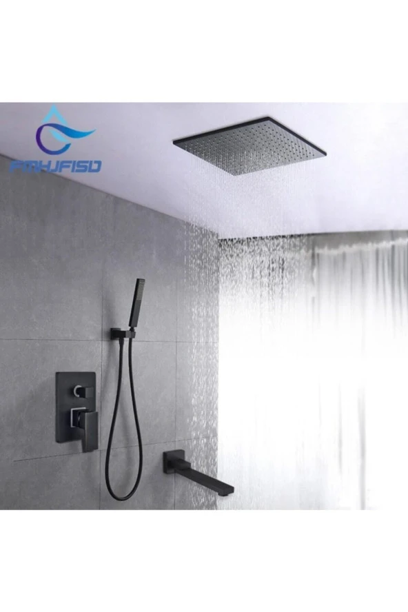 Banyo Bataryası Ankastre Duş Seti Mat Siyah 30x30 Tepe Duş Yeni Ürün 7 Yıl Garantili ürün görseli 1