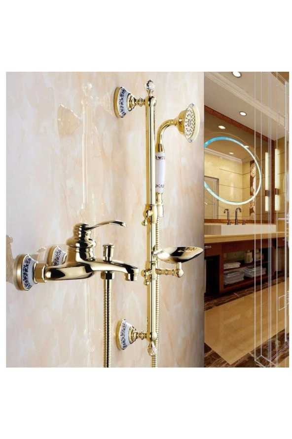 Banyo Altın Dore Duş Seti Özel Taşlı Yeni Model..!!! Adınıza Faturalı 5yıl Garantili Ürün ürün görseli 1