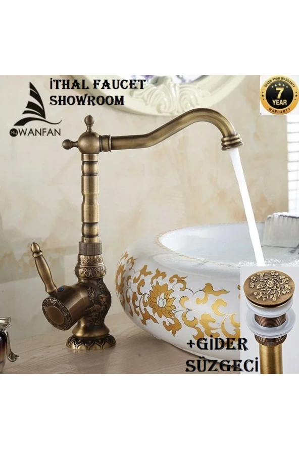 Banyo Lavabo Bataryası Antik Çanak Lavabo Uyumlu ve Antik Süzgeç Set Yeni 7 Yıl Garantili ürün görseli 1