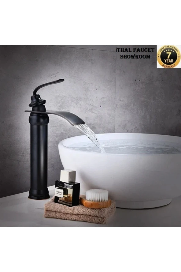 Banyo Çanak Lavabo Bataryası Mat Siyah Renk Şelale Model 7 Yıl Garantili Ithal ürün görseli 1