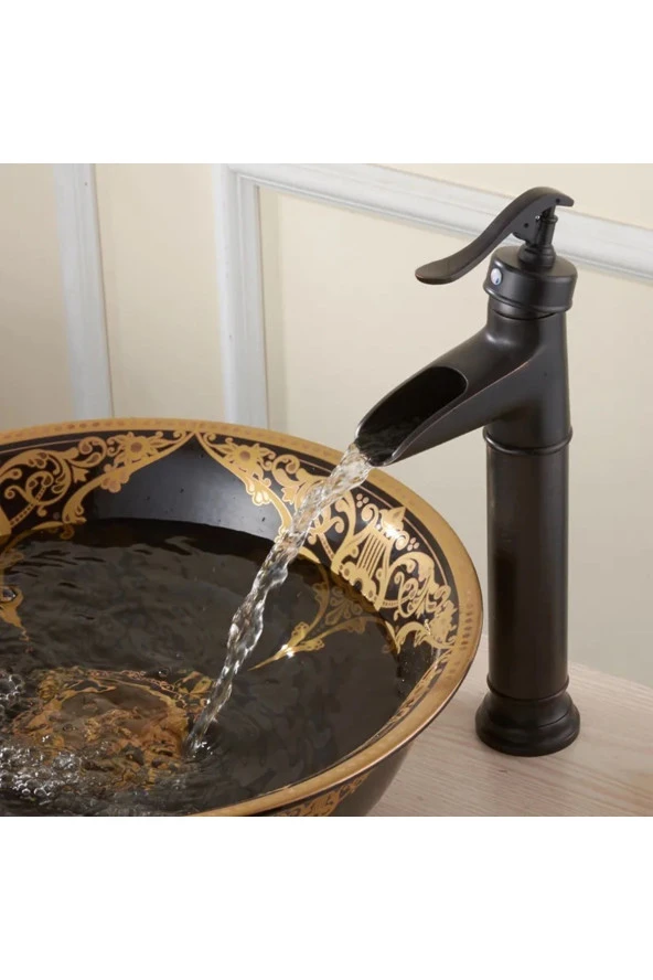 Banyo Çanak Lavabo Bataryası Siyah Şelale Model 5 Yıl Garantili Ithal ürün görseli 1