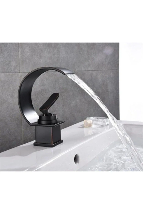 Banyo Lavabo Bataryası Mat Siyah Yeni Şelale Model ürün görseli 1