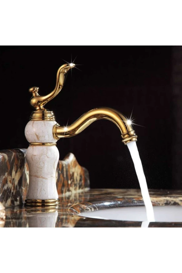 Banyo Lavabo Bataryası Altın Dore Mermerli Tasarım Yeni Model 5 Yıl Garantili ürün görseli 1