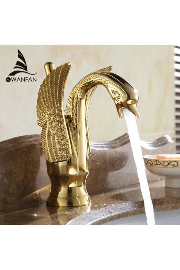 Banyo Lavabo Bataryası Kuğu Model Altın Dore Yeni Ürün ürün görseli 1