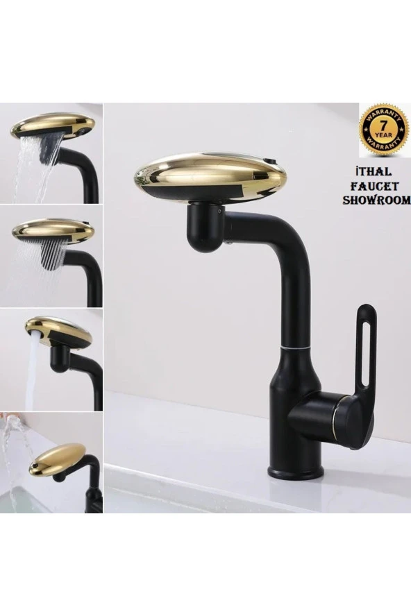 Bankyo Lavabo Mutfak Eviye Bataryası Duş Şelale Siyah/gold 4 Fonksiyonlu Ithal 7 Yıl Garantili ürün görseli 1