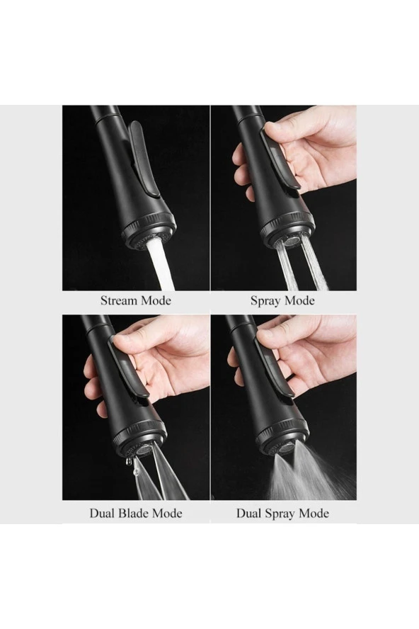 MUTFAK EVYE BATARYASI DUAL FLOW SU ARITMA ÇIKIŞLI YENİ TASARIM MAT SİYAH+4 FARKLI MOD AYARLI İTHAL ürün görseli 1