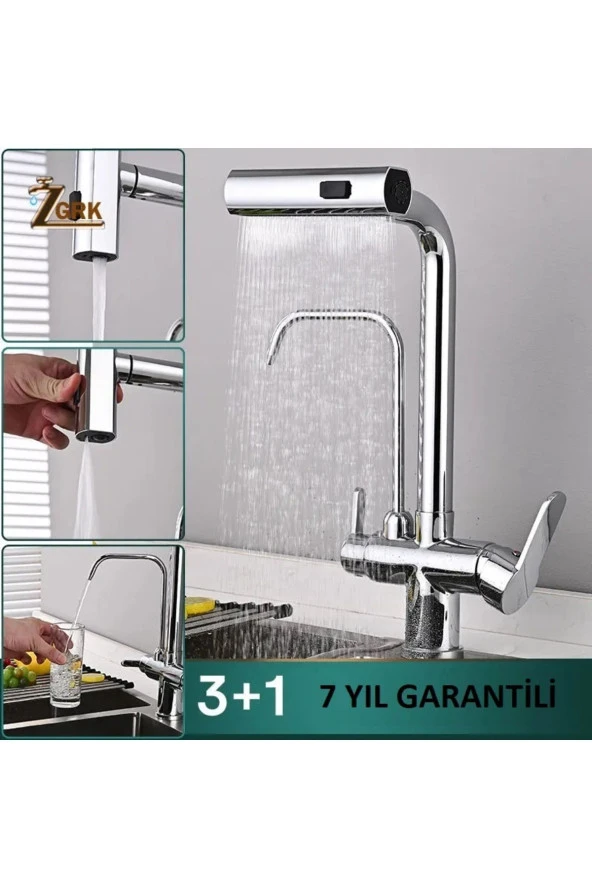 MUTFAK EVİYE BATARYASI DUAL FLOW ARITMA ÇIKIŞLI DUŞ ŞELALE 4 FONKSİYONLU SPİRALLİ İTHAL 7YIL GARANTİ ürün görseli 1