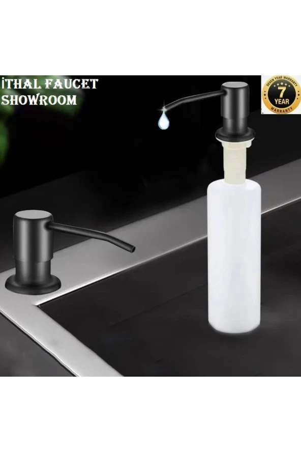 Ankastre Sıvı Sabunluk Siyah Mutfak Eviye Ve Banyo Lavabo Uyumlu Ithal 7 Yıl Garantili 500ml ürün görseli 1