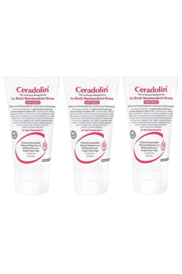 CERADOLİN Parfümsüz Su Bazlı Nemlendirici Krem 50 ml X 3 Adet ürün görseli 1