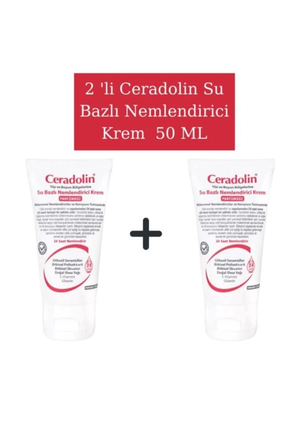 CERADOLİN Parfümsüz Su Bazlı Nemlendirici Krem 50 ml 2 Adet ürün görseli 1