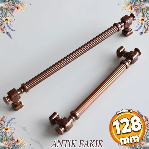 Talas Eskitme Antik Bakır Çizgili Metal 128 mm Mobilya Mutfak Çekmece Dolap Kulpu Kulbu Kulpları ürün görseli 1