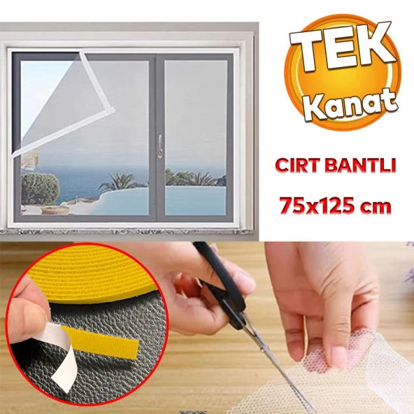 Hazır Sineklik Beyaz Tek Kat Sök Tak Pratik Yıkanabilir Pencere Kapı Sinekliği 75x125 cm ürün görseli 1