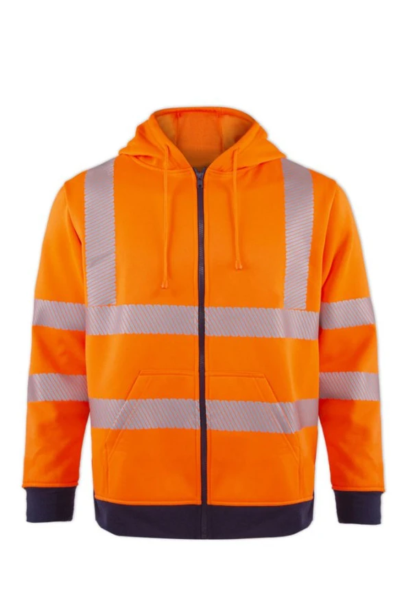 OLYMPUS CONTRAST SAFETY FULL ZIP HOODED SWEATSHIRT - Resim 2
