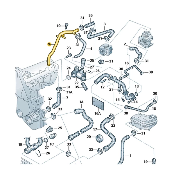 Audi A6 1998-2001 1.8 Devirdaim Geri Çalışma Su Borusu 058121065B - Resim 6