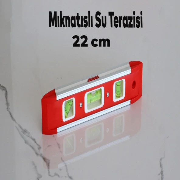 Mini Su Terazisi 22 Cm İnşaat Duvar Fayans Marangoz Mühendislik Ölçüm Aluminyum Su Terazisi 22 Cm Eğim Ölçü Eğik Ölçme ürün görseli 1