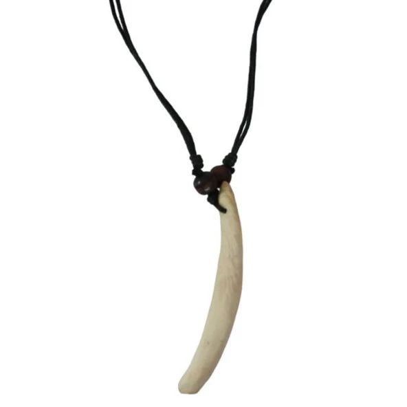 Tibet Tribal Gerçek Diş Kolye 4-5cm Beyaz Renk Boy Ayarlı Kordon ürün görseli 1