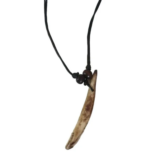 Tibet Tribal Gerçek Diş Kolye 4-5cm Kahve Renk Boy Ayarlı Kordon ürün görseli 1