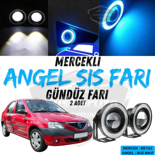 Dacia Logan Uyumlu Üniversal Mercekli Angel Sis Farı Metal Su Geçirmez 76 mm Buz Mavi Halkalı Gündüz Farı Angel Eyes 2 Adet ürün görseli 1