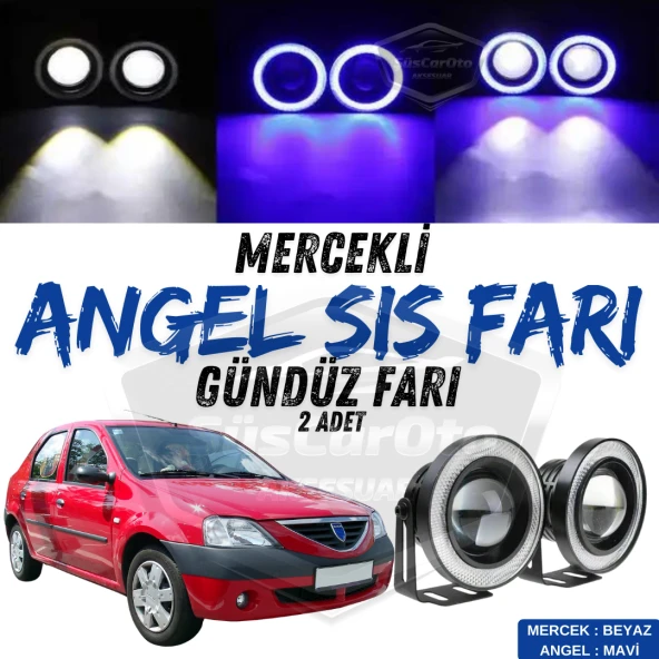 Dacia Logan Uyumlu Üniversal Mercekli Angel Sis Farı Metal Su Geçirmez 76 mm Mavi Halkalı Gündüz Farı Angel Eyes 2 Adet ürün görseli 1