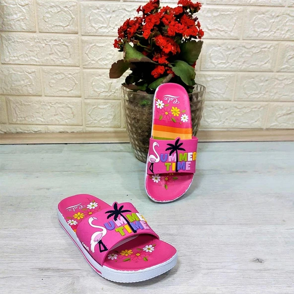 Calx 319 Pembe-Beyaz 3d Baskılı Kız Çocuk Terlik ürün görseli 1