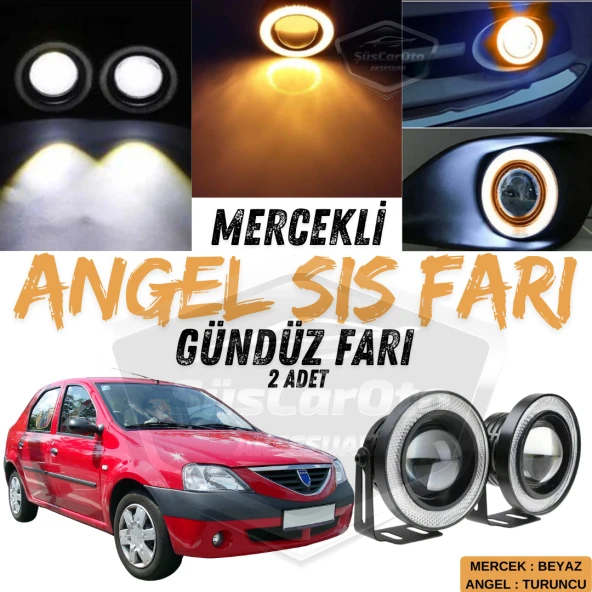 Dacia Logan Uyumlu Üniversal Mercekli Angel Sis Farı Metal Su Geçirmez 76 mm Turuncu Halkalı Gündüz Farı Angel Eyes 2 Adet ürün görseli 1