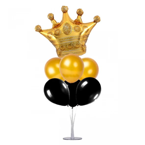 7 li Balon Demeti Kral Taçlı Gold Siyah Balon ürün görseli 1